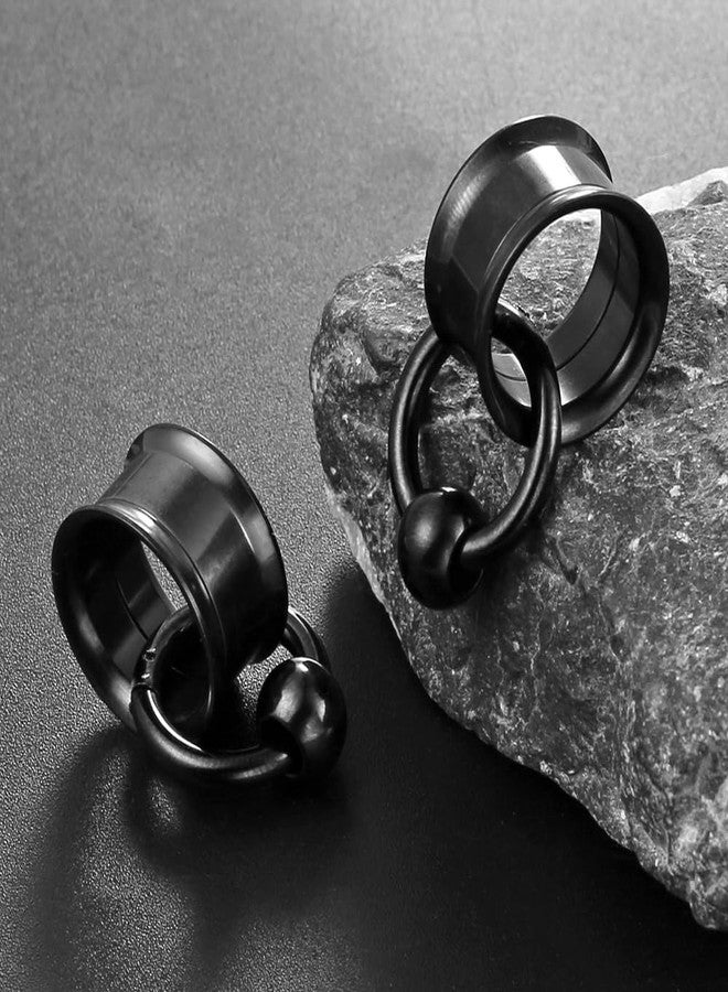 Earblity 1 Pair Basic gauges+1 rings+1 balls 00g/ 10mm Ear Tunnels Plugs 316 Stainless Steel Black Ear Gauges Weight Saddle Plugs Hypoallergenic expander Piercing Body Jewelry - Image 4